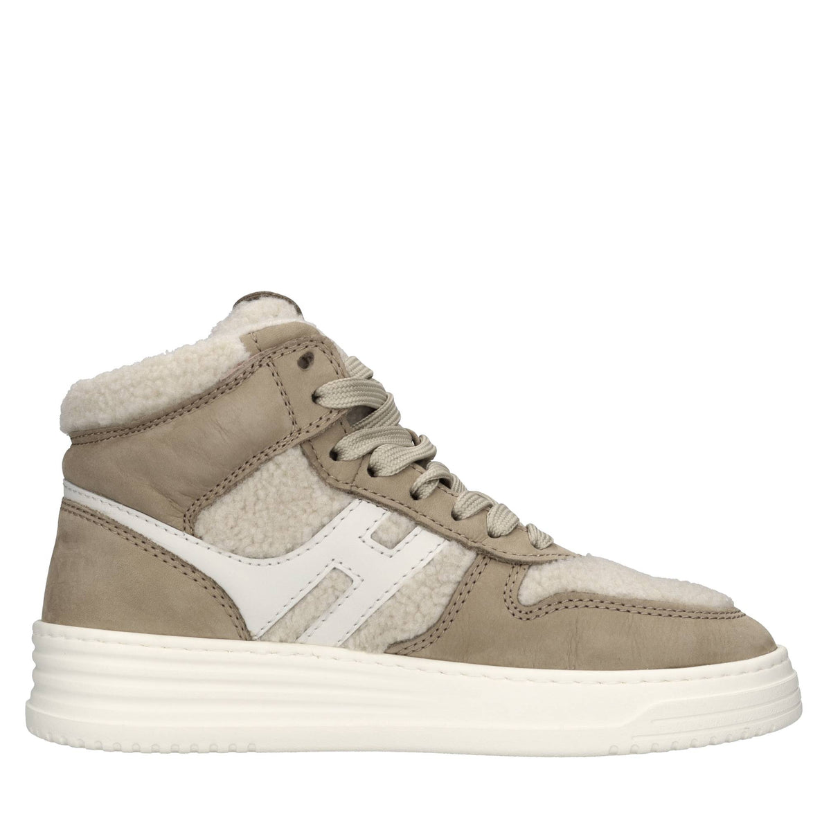 Sneakers alte in camoscio e tessuto 