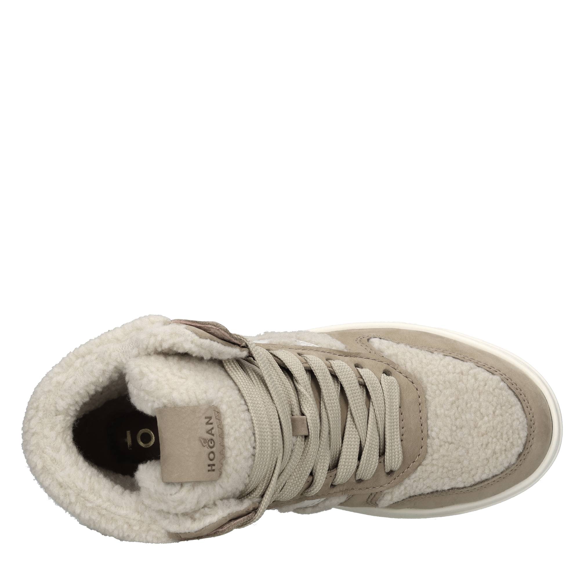 Sneakers alte in camoscio e tessuto 