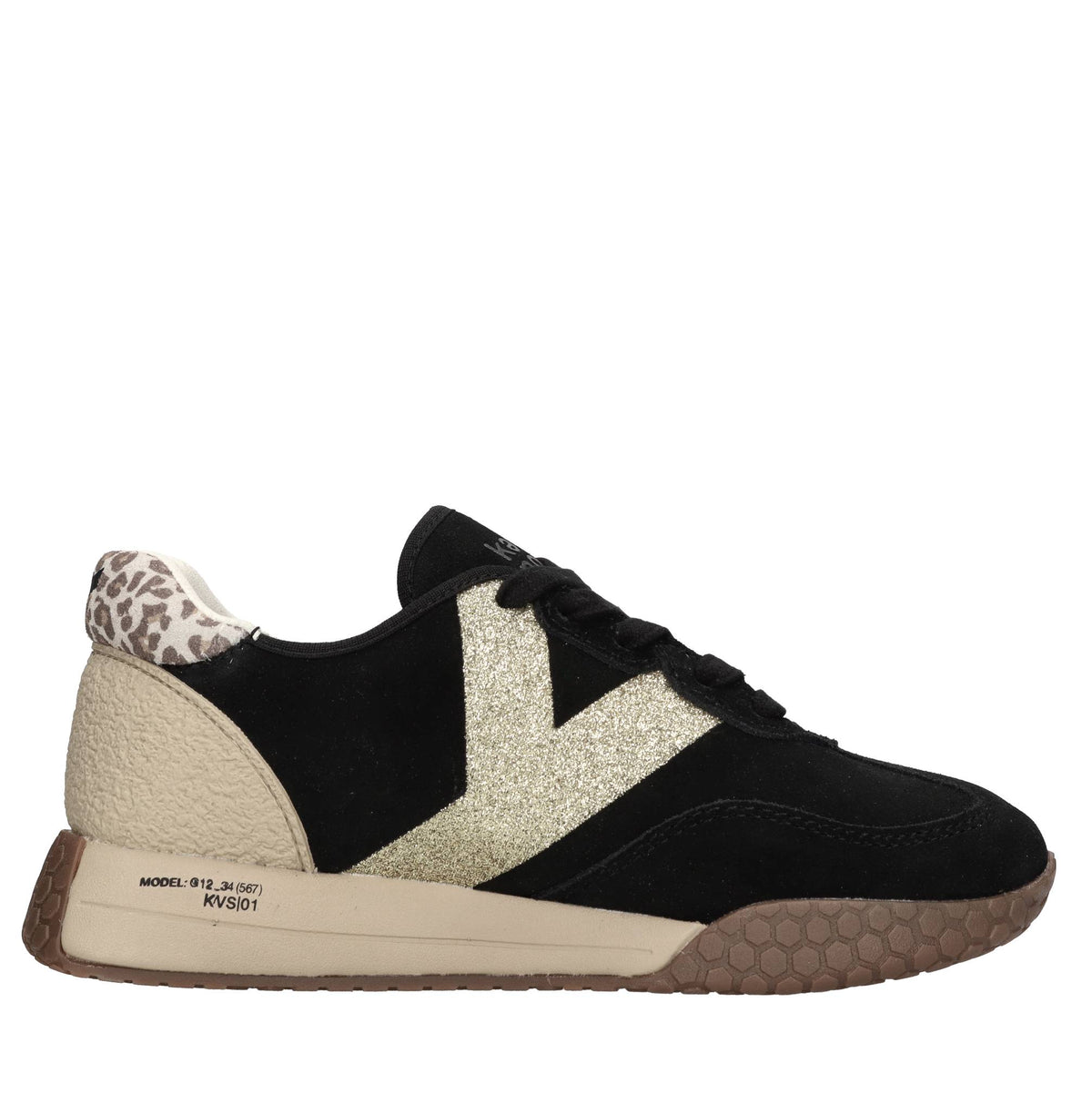 Sneakers in camoscio e glitter 