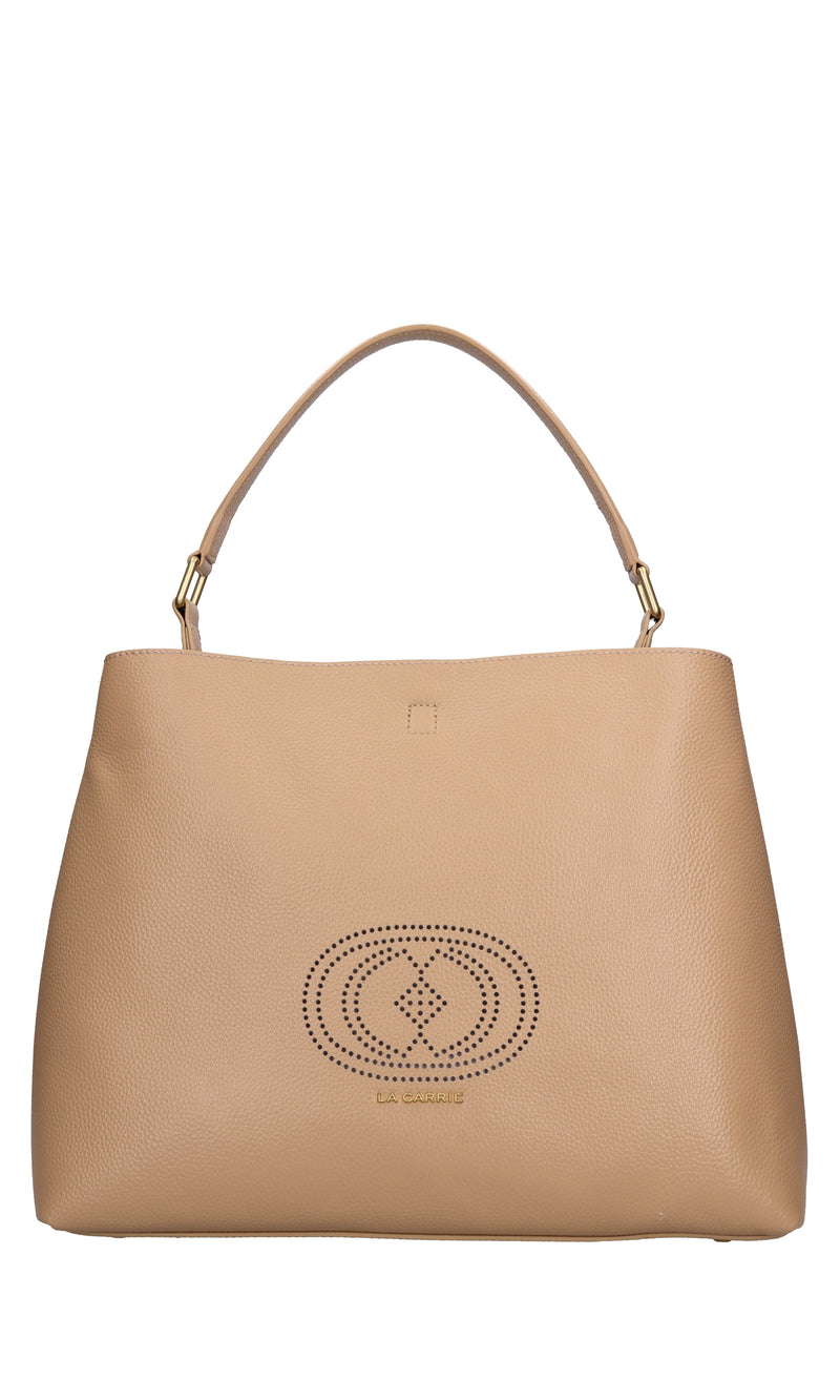 Borsa drilled logo hook in pelle 