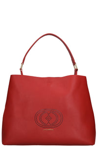 Borsa drilled logo hook in pelle 