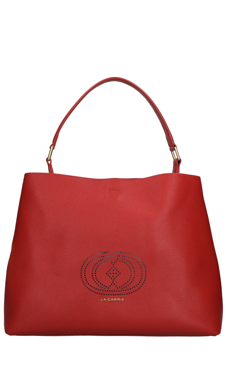 Borsa drilled logo hook in pelle 
