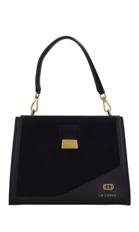 Borsa irregular med. in pelle e camoscio 