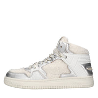 Sneakers in pelle e tessuto 