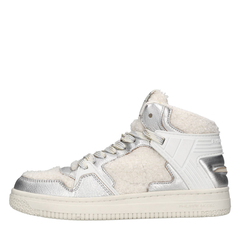 Sneakers in pelle e tessuto 