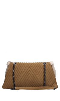 Borsa in camoscio e tessuto 