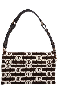 Borsa in pelle e tessuto 