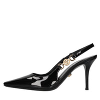 Décolleté slingback in pelle lucida 