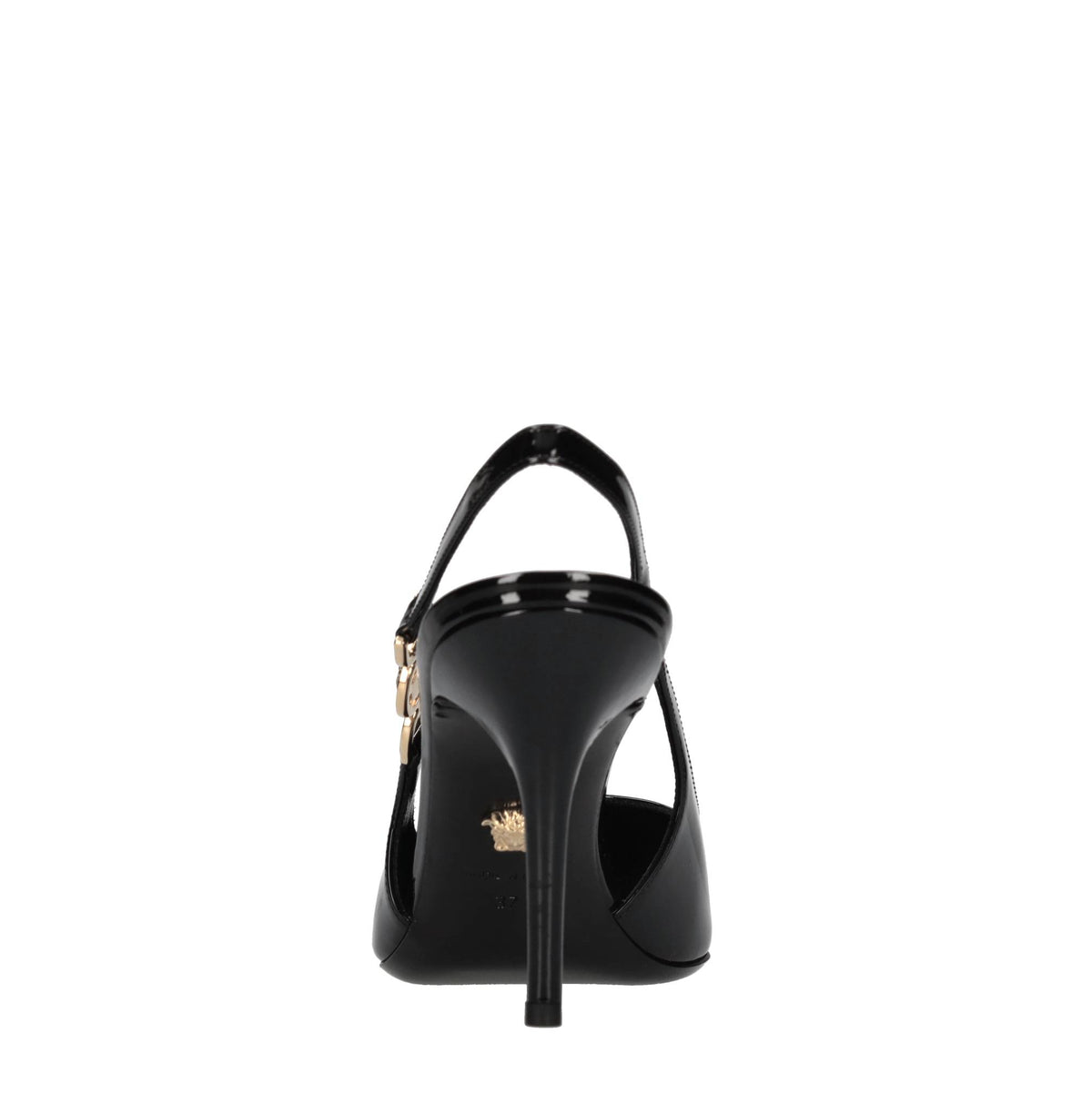 Décolleté slingback in pelle lucida 