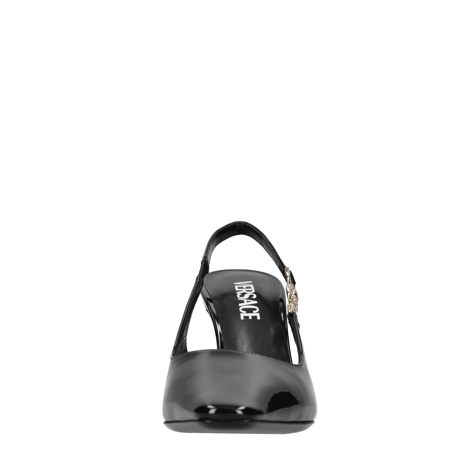 Décolleté slingback in pelle lucida 