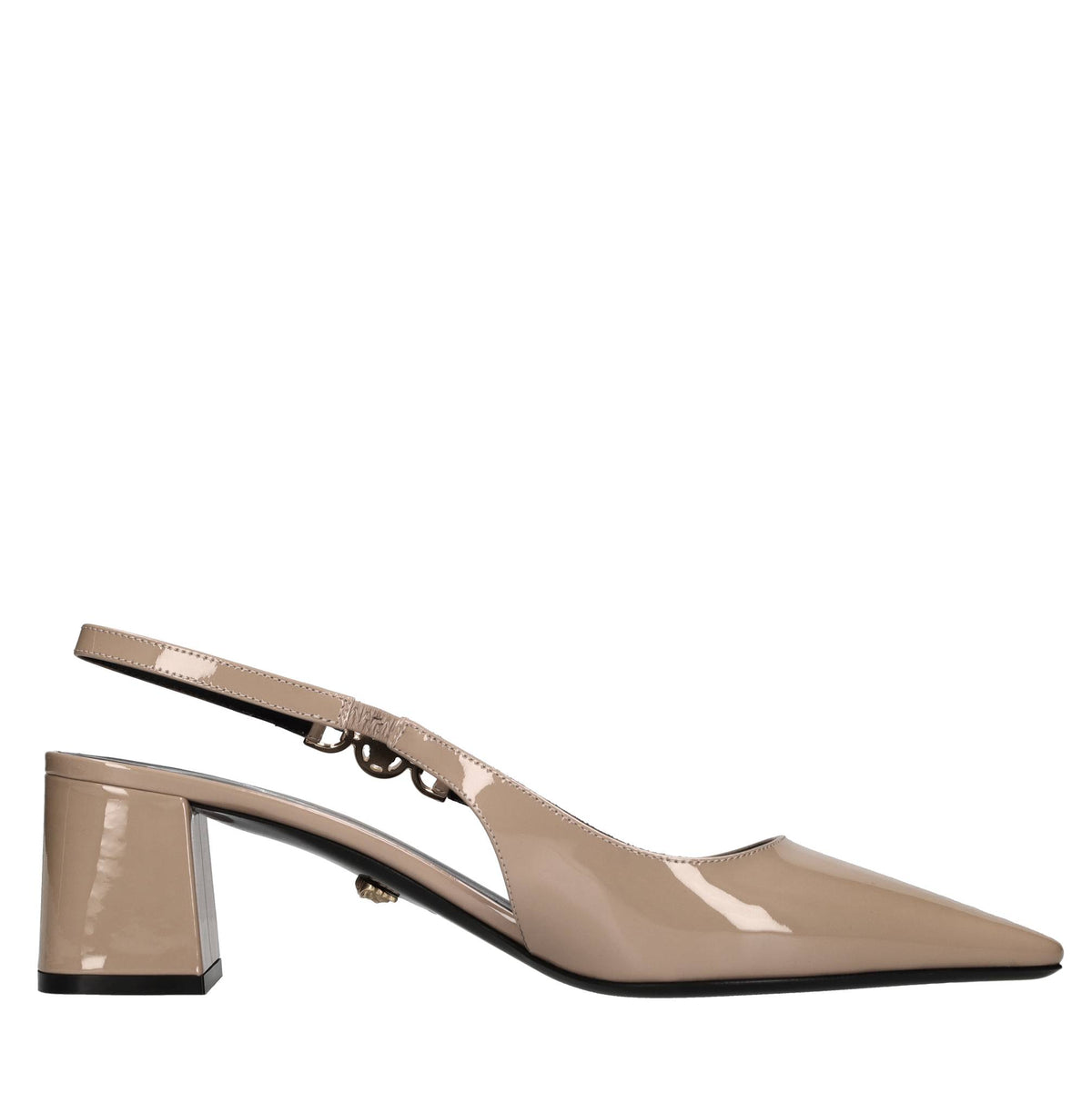 Décolleté slingback in pelle lucida 