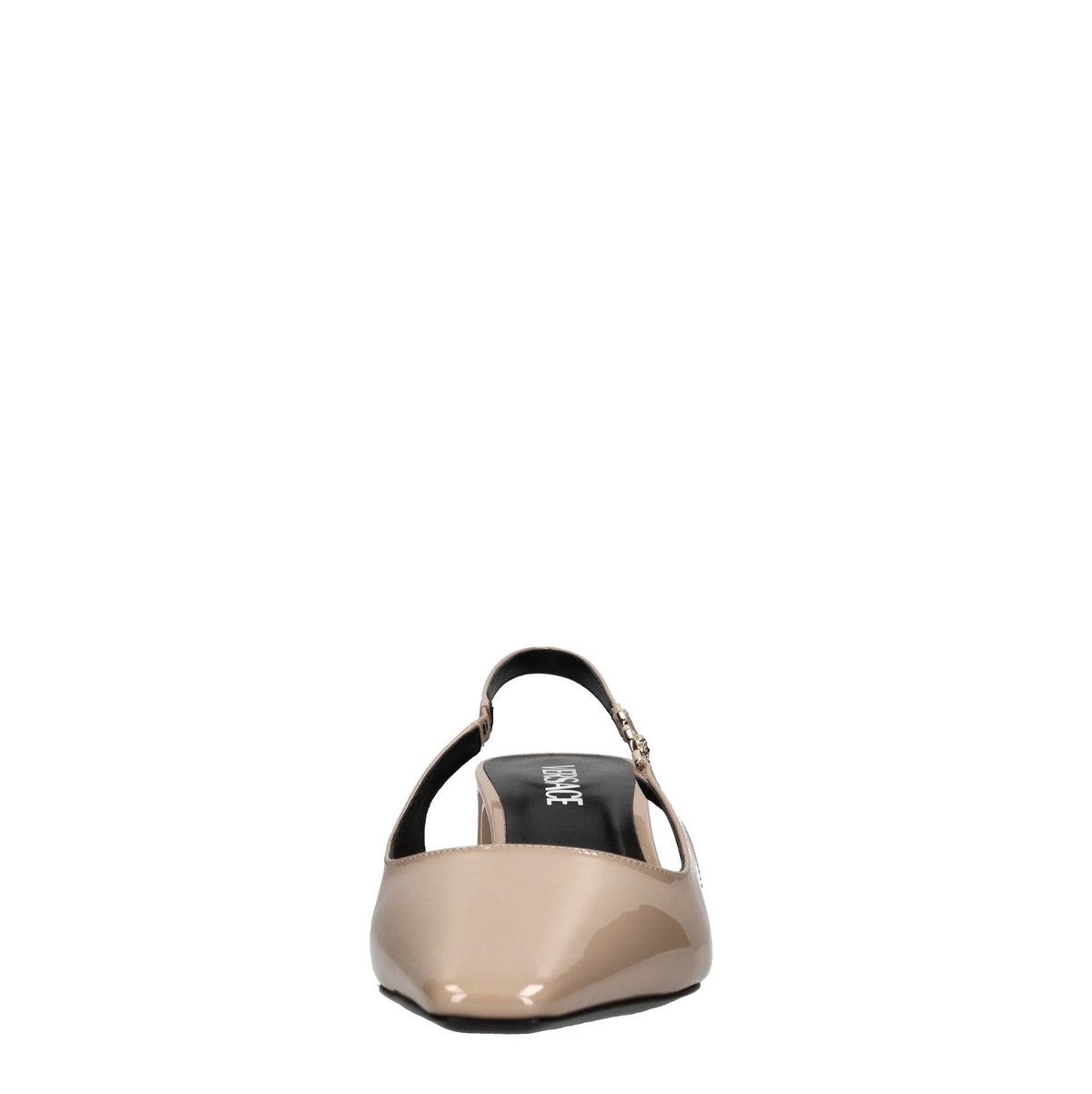 Décolleté slingback in pelle lucida 