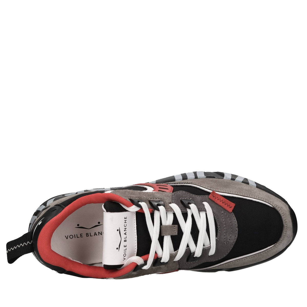 Sneakers in camoscio, pelle e tessuto 