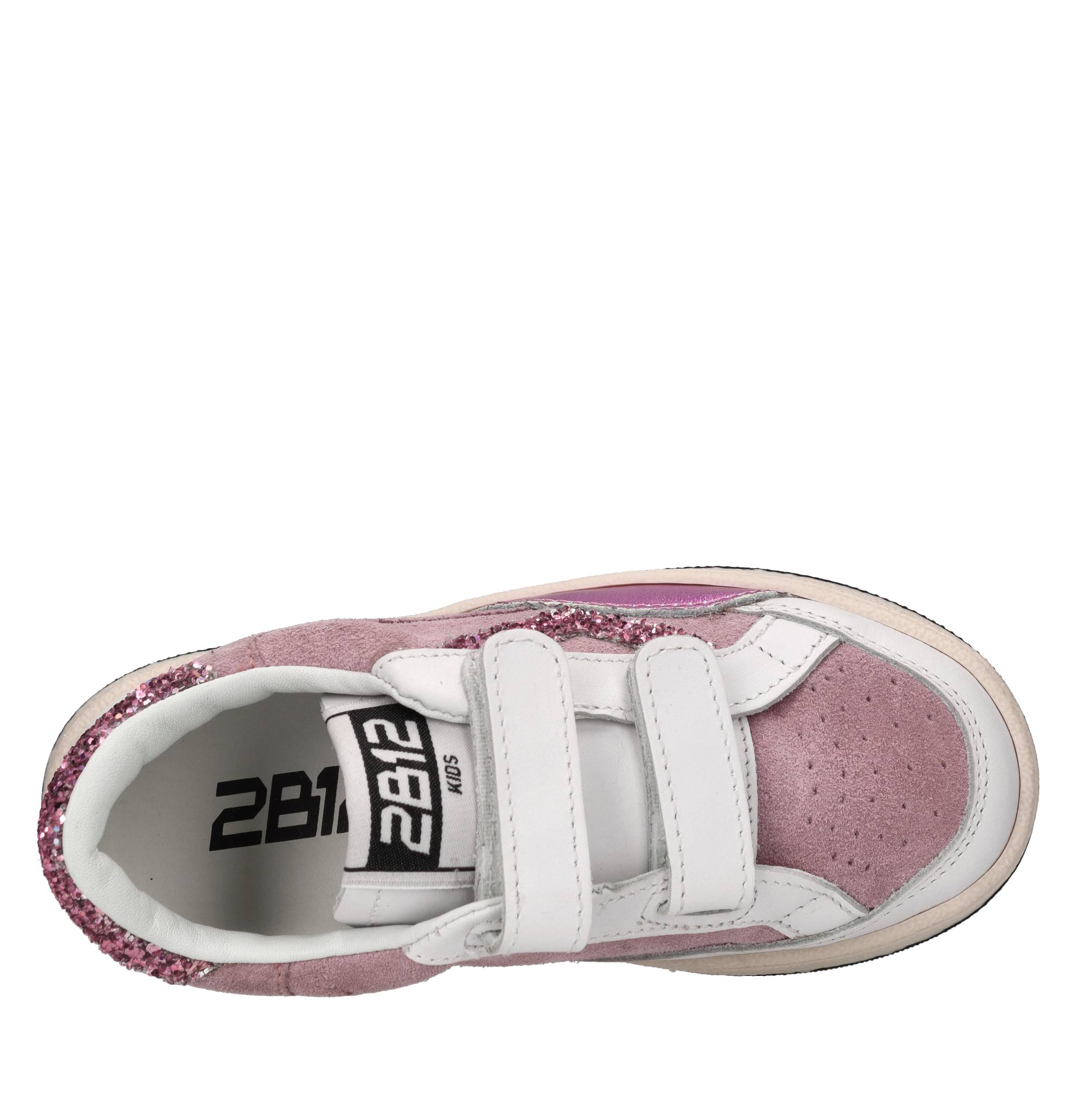 Sneakers in pelle,camoscio e glitter 