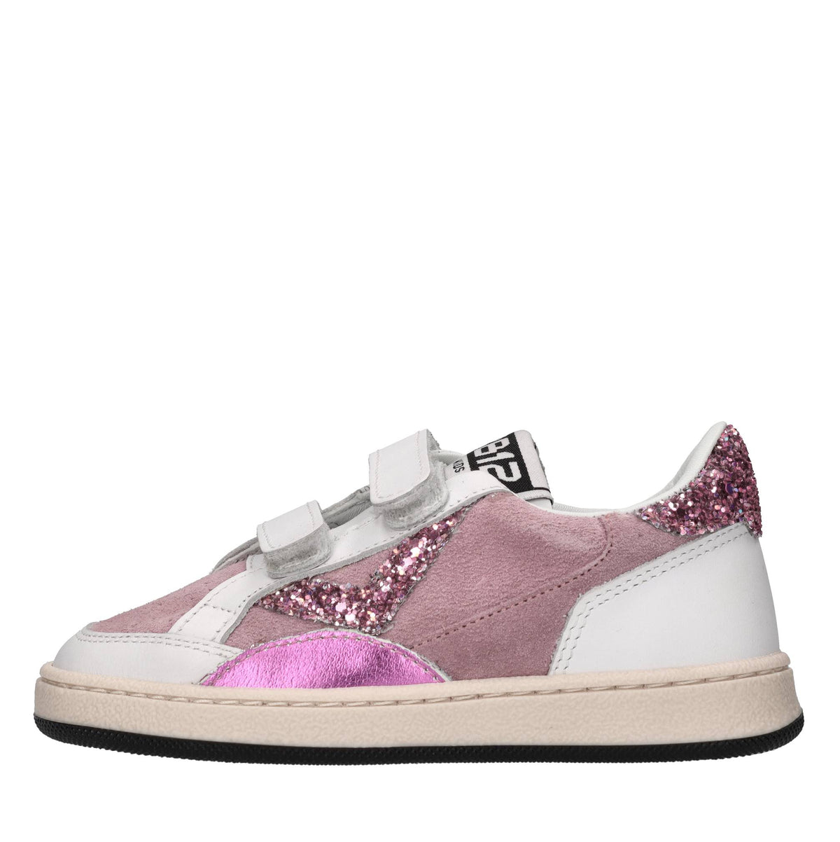 Sneakers in pelle,camoscio e glitter 