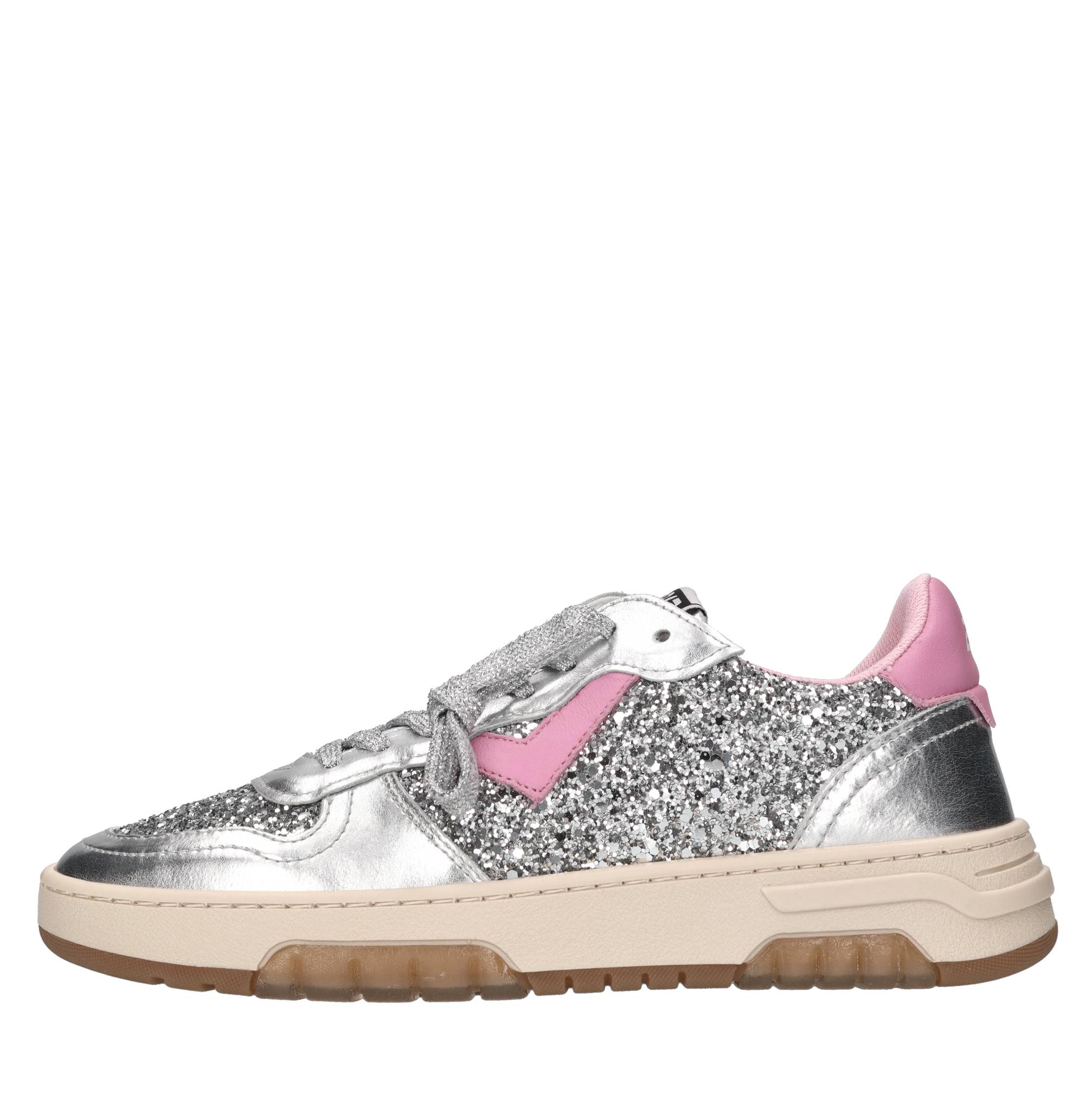 Sneakers in pelle e glitter 