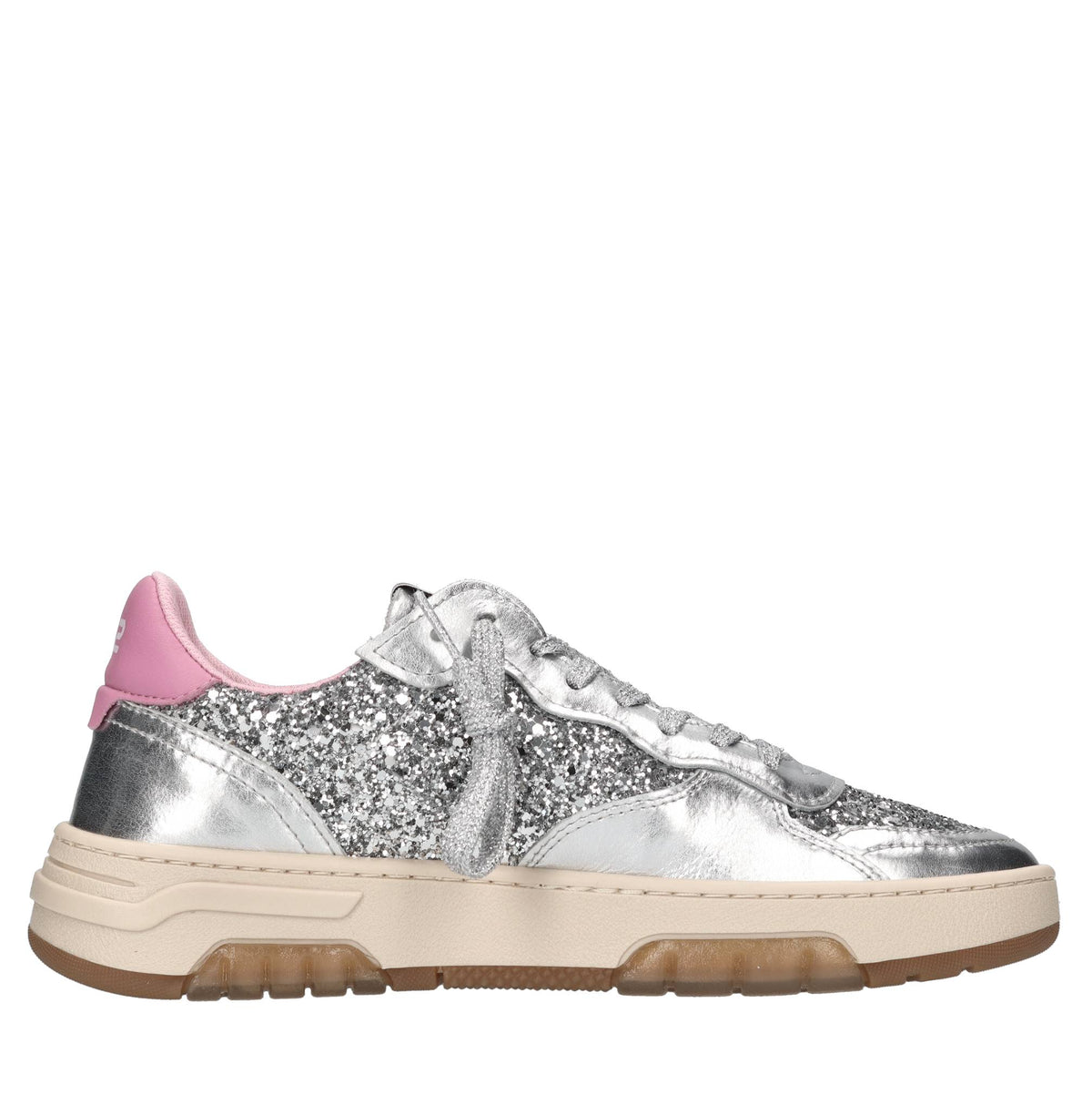 Sneakers in pelle e glitter 