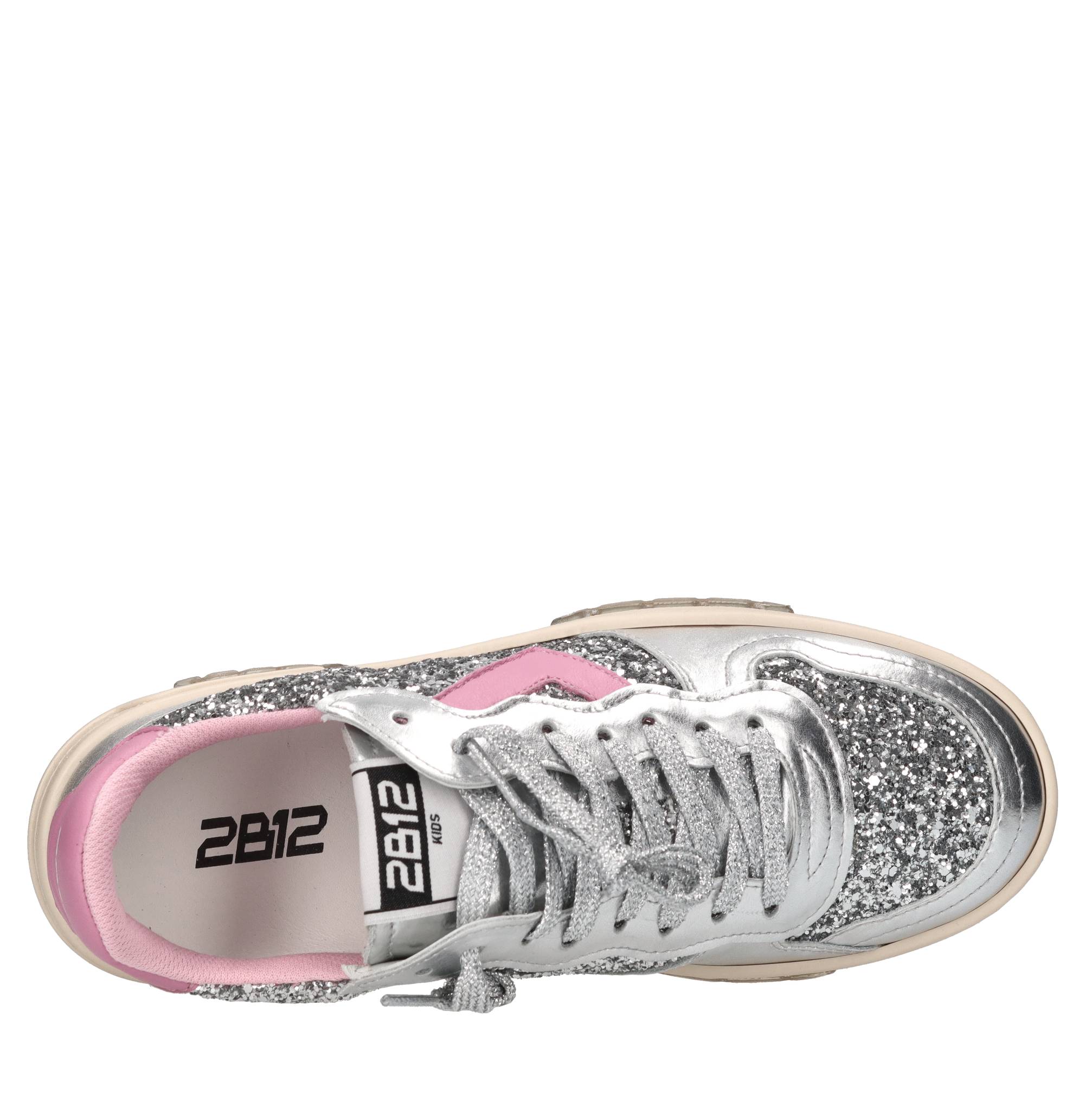 Sneakers in pelle e glitter 