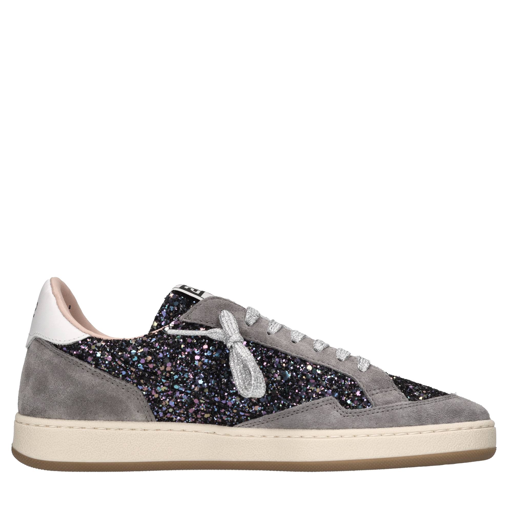 Sneakers in camoscio e glitter 