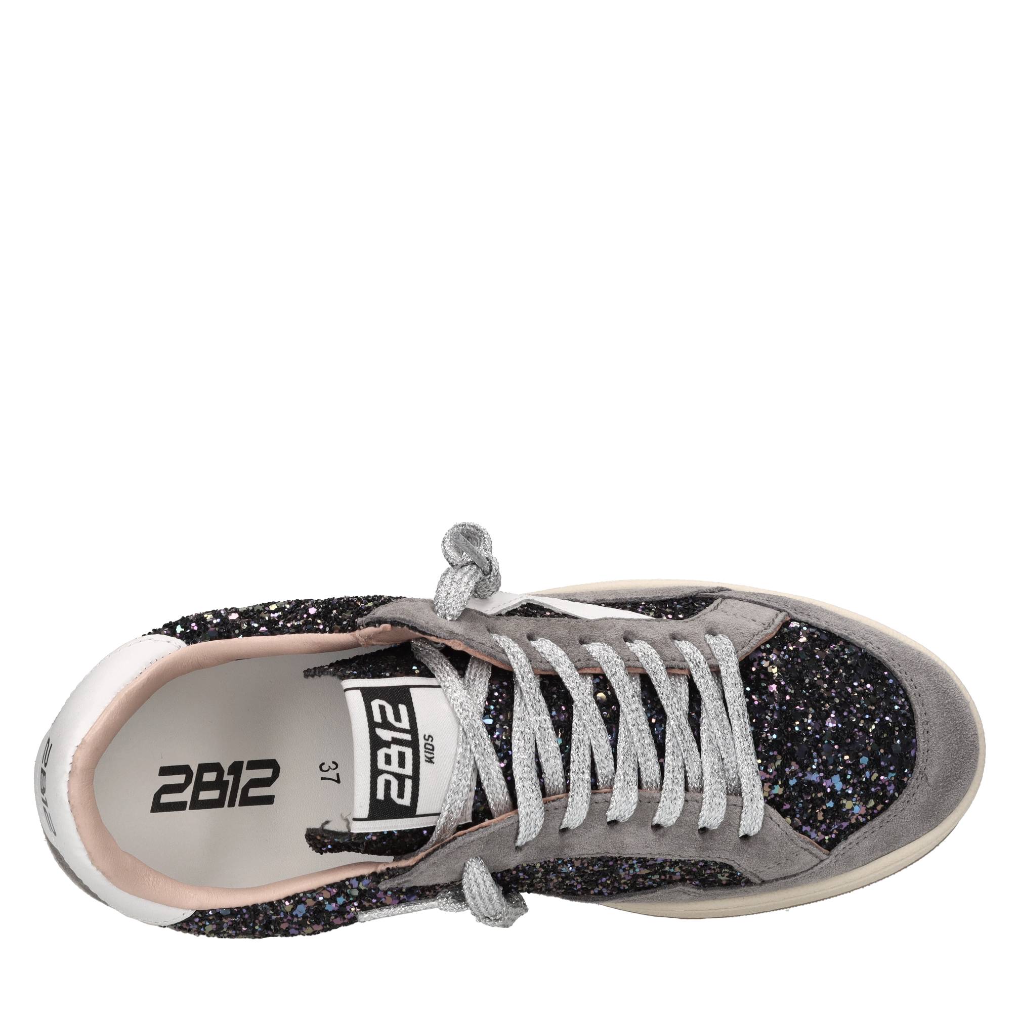 Sneakers in camoscio e glitter 