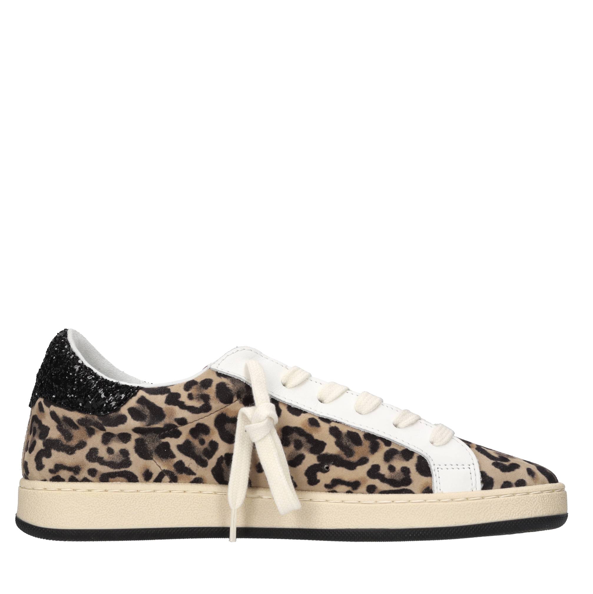 Sneakers in pelle,camoscio e glitter 