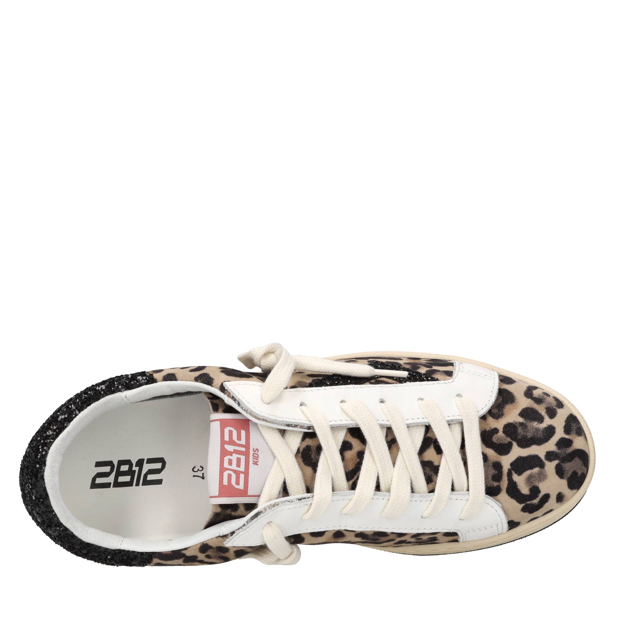 Sneakers in pelle,camoscio e glitter 