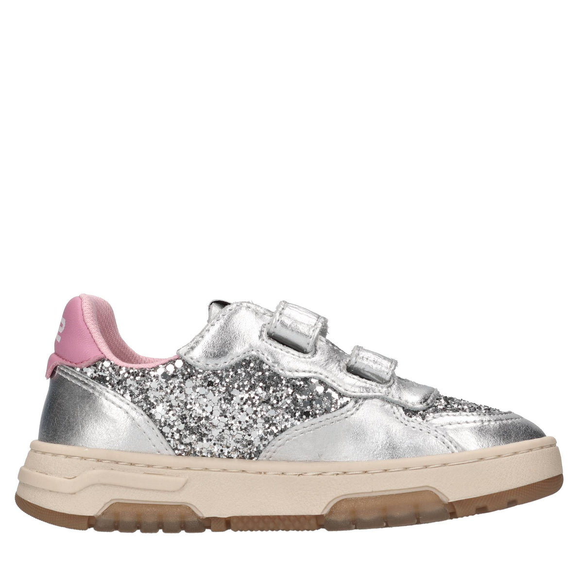 Sneakers in pelle e glitter 
