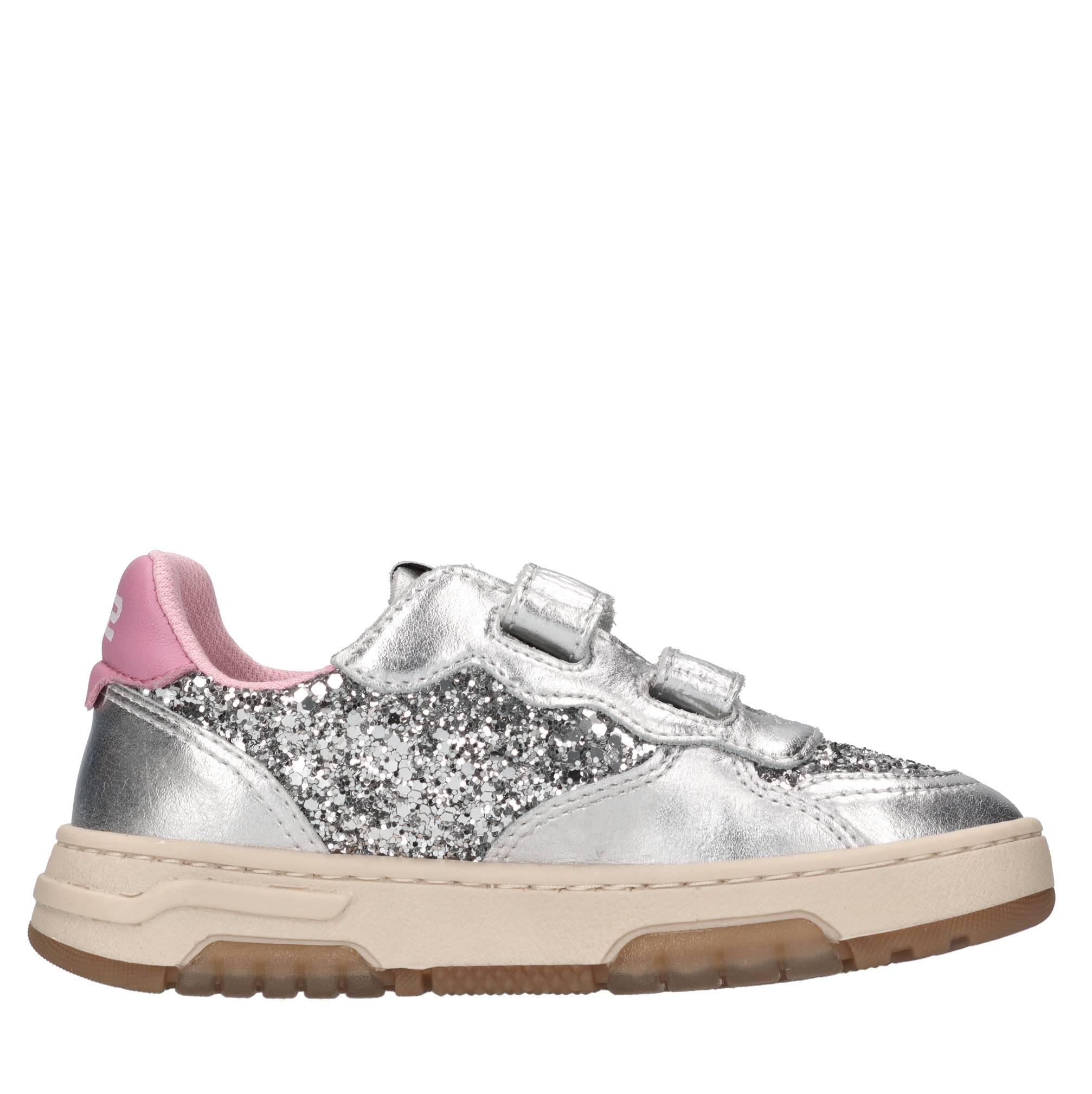 Sneakers in pelle e glitter 
