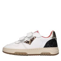 Sneakers in pelle e glitter 