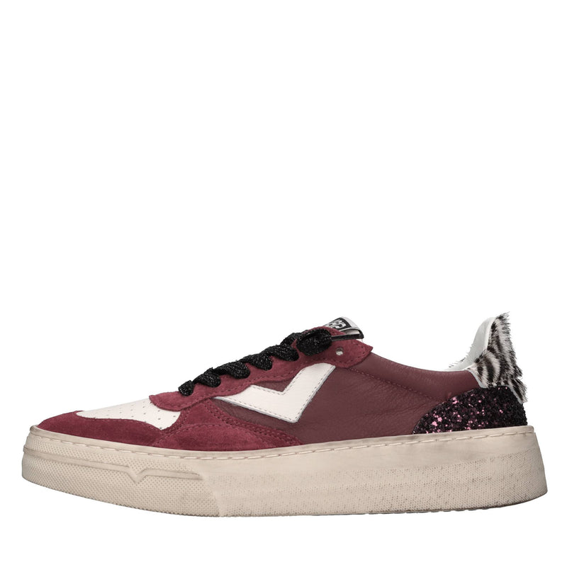 Sneakers in pelle, camoscio, cavallino e glitter 
