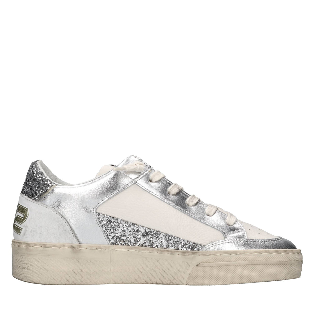 Sneakers in pelle e glitter 