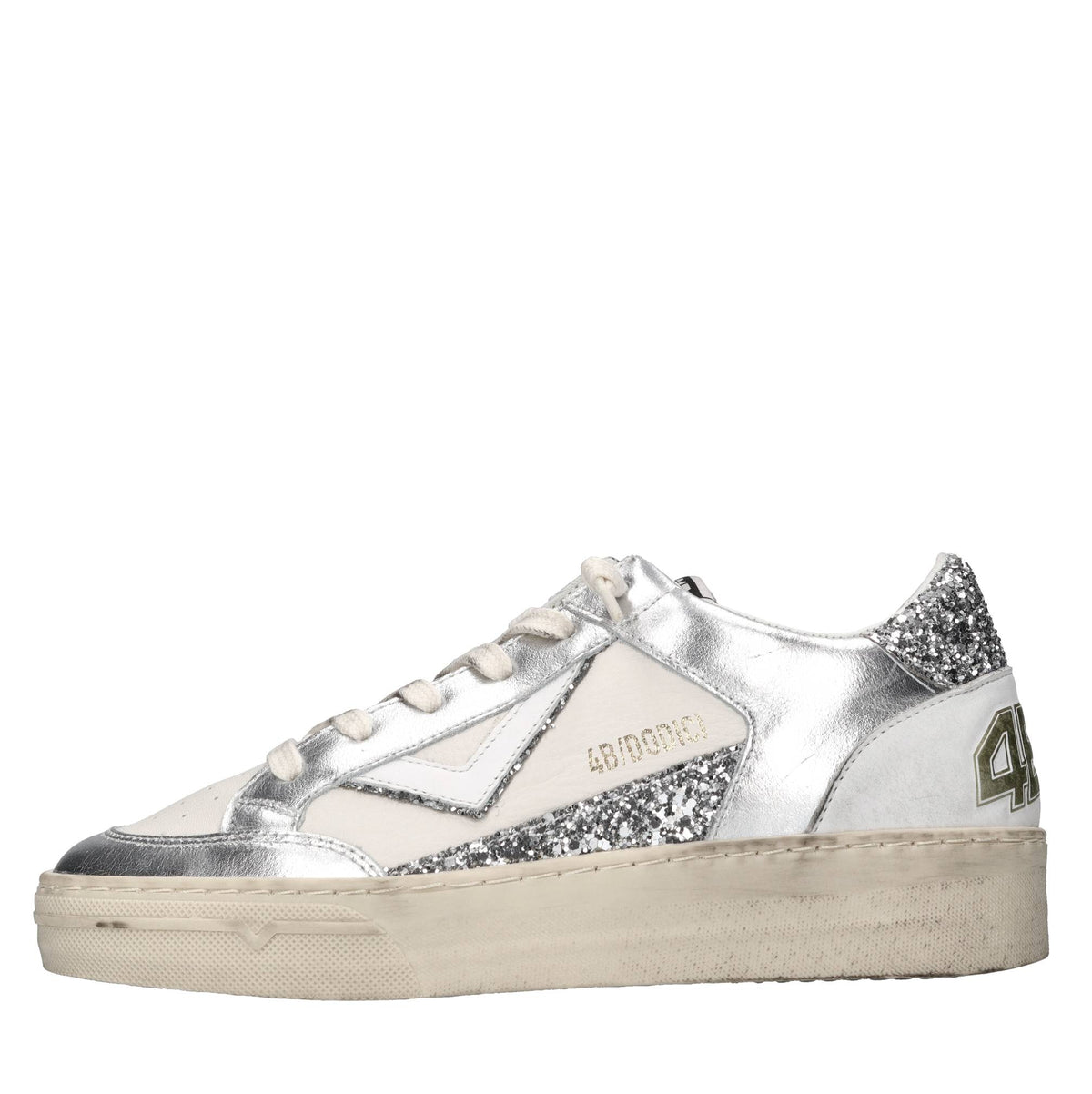Sneakers in pelle e glitter 