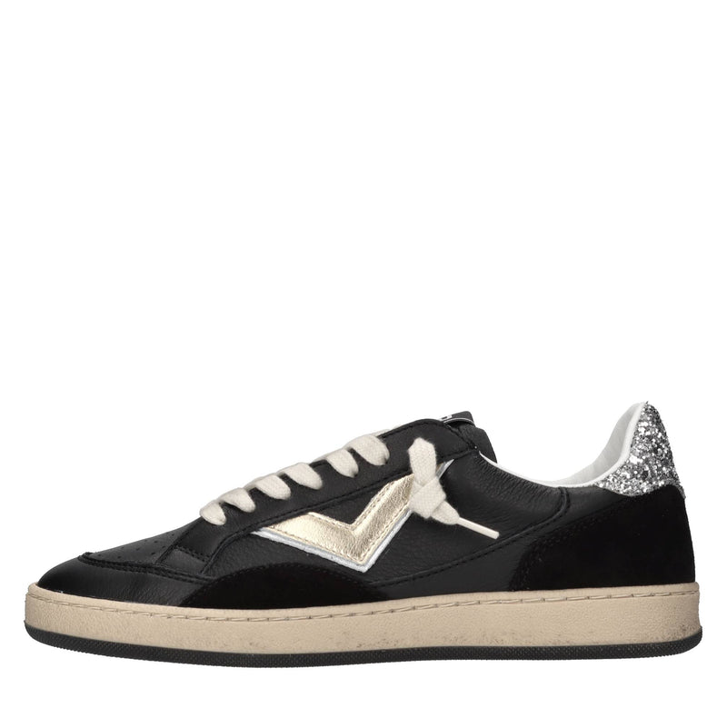 Sneakers in pelle, camoscio e glitter 