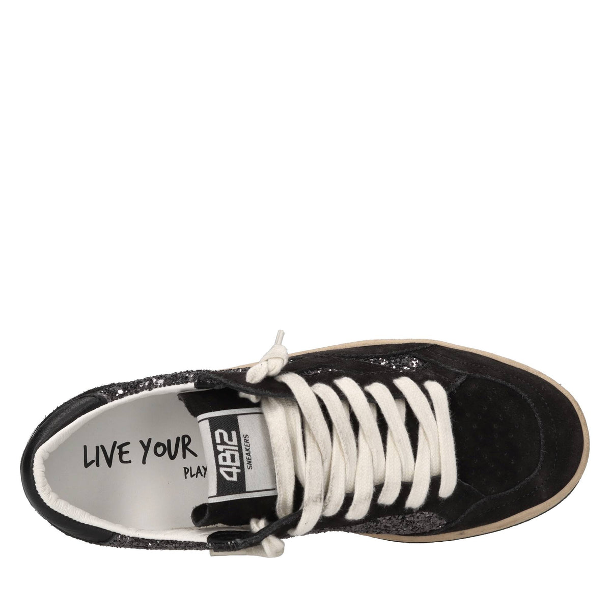 Sneakers in camoscio e glitter 