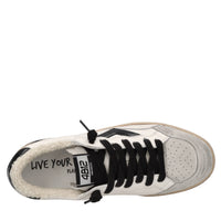 Sneakers in pelle, camoscio e glitter 