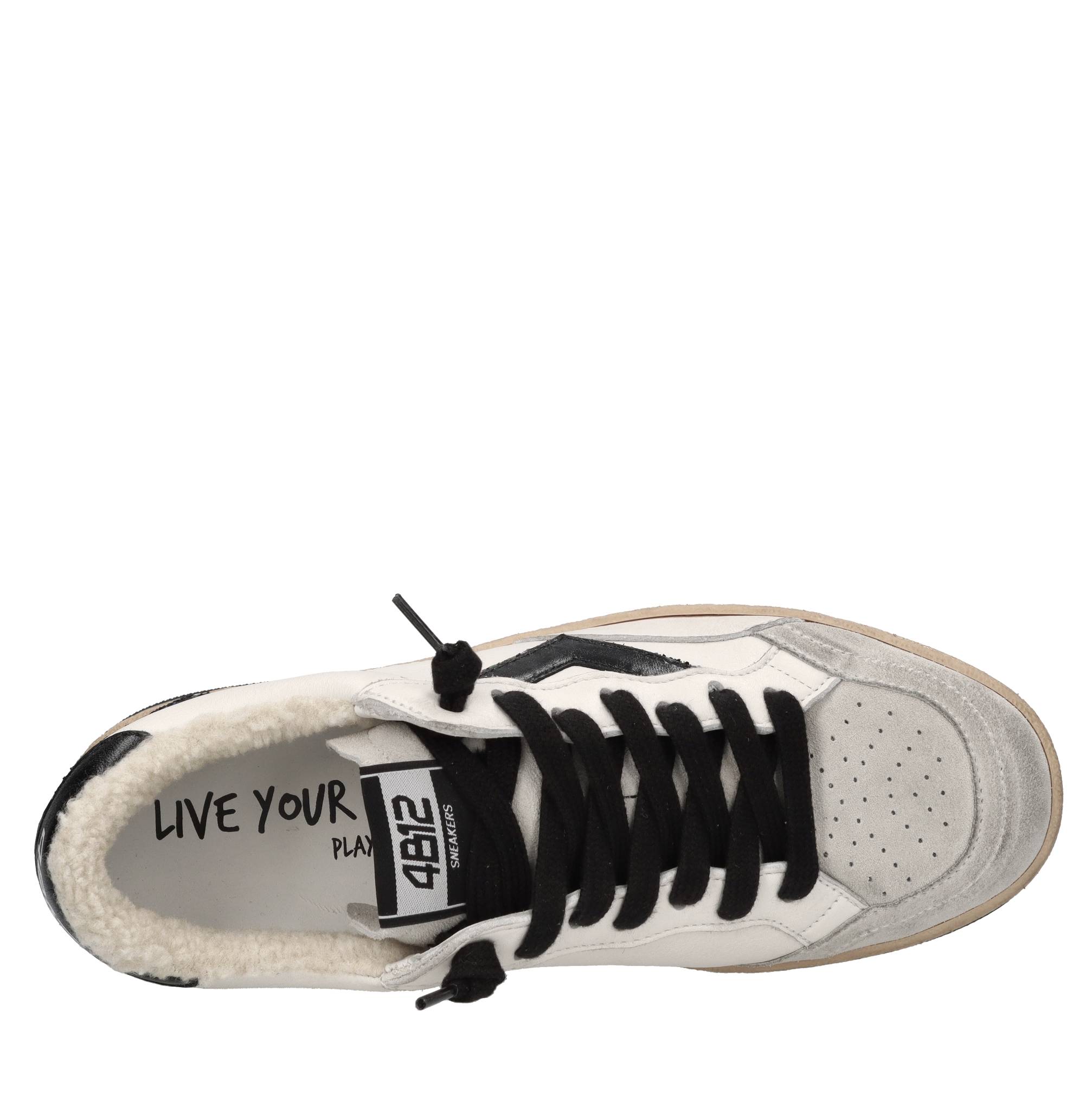 Sneakers in pelle, camoscio e glitter 