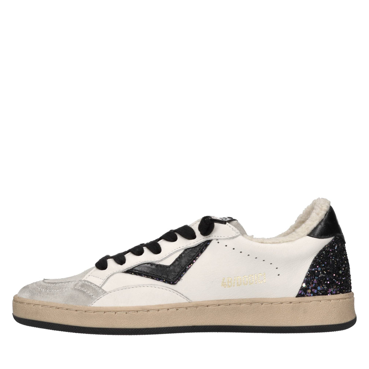 Sneakers in pelle, camoscio e glitter 