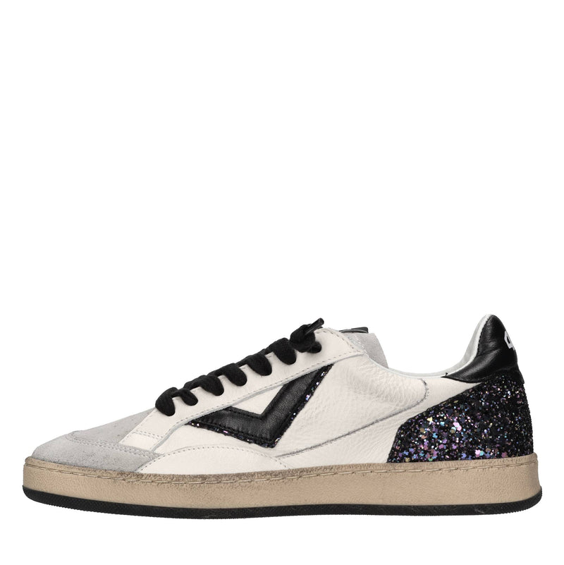 Sneakers in pelle, camoscio e glitter 