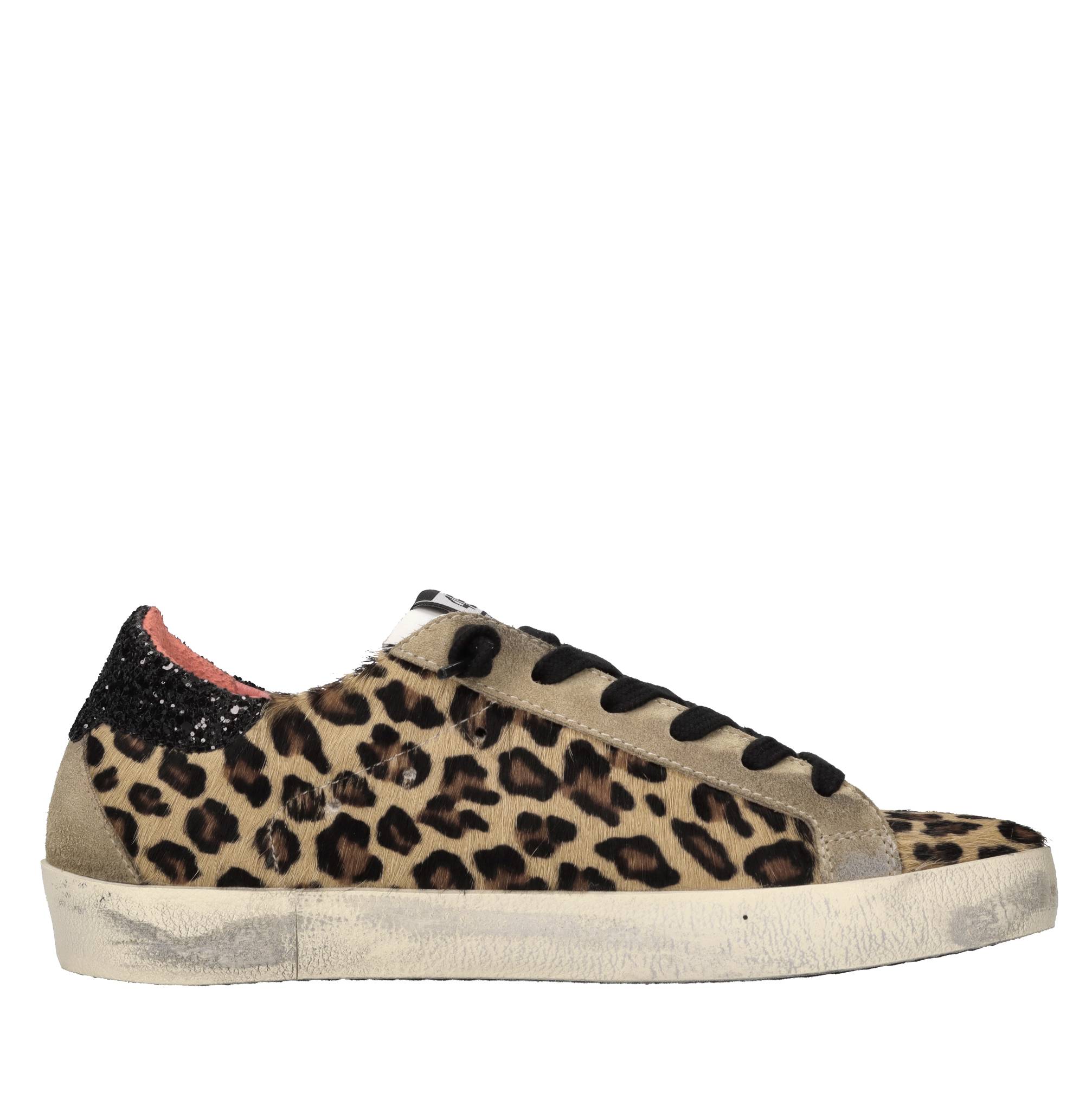 Sneakers in cavallino, camoscio e glitter 