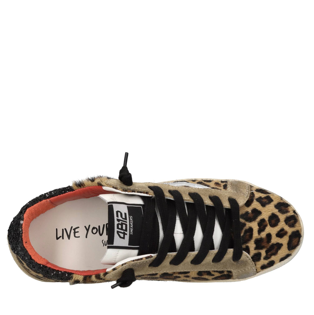 Sneakers in cavallino, camoscio e glitter 