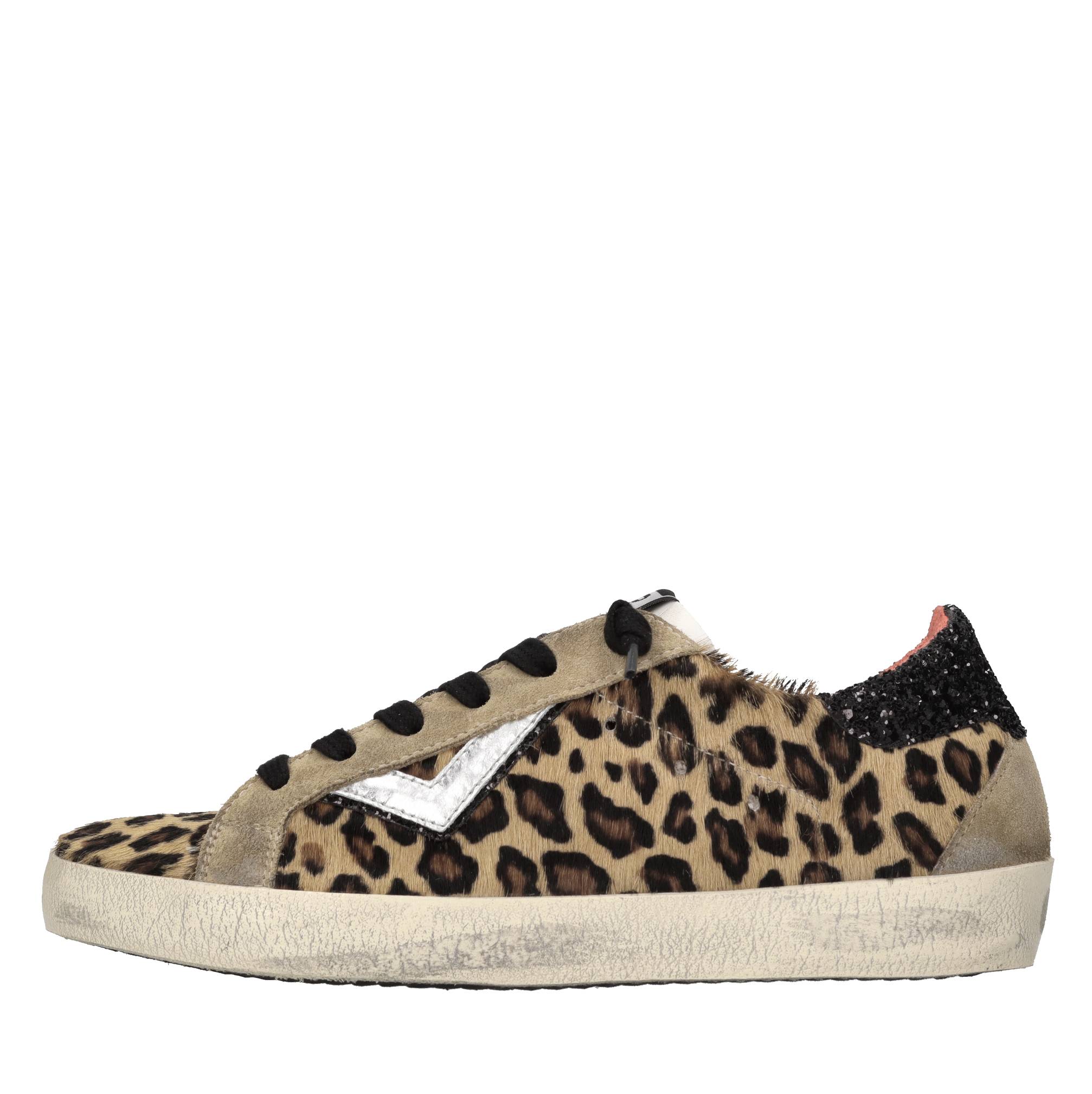 Sneakers in cavallino, camoscio e glitter 