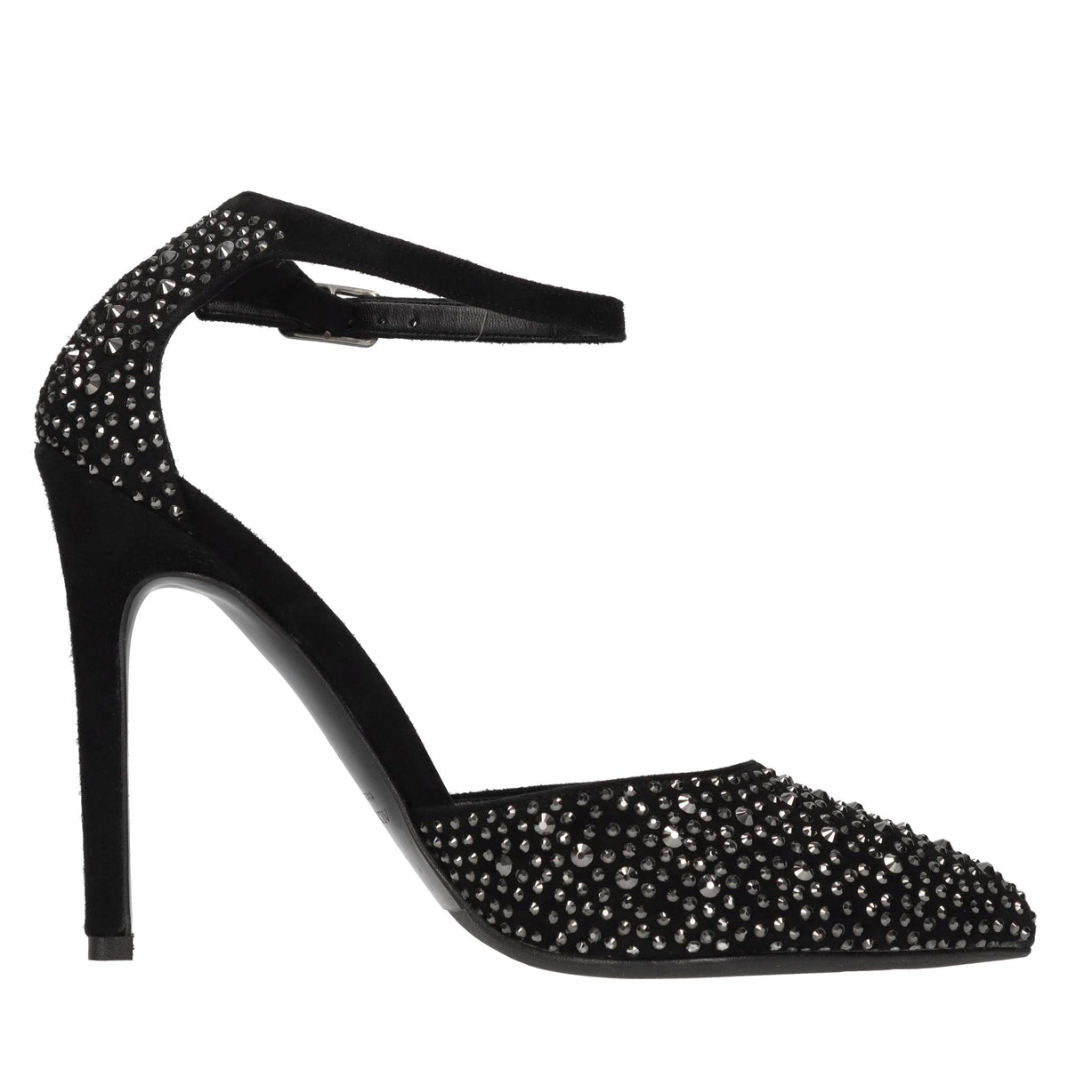 Décolleté  in camoscio e strass 