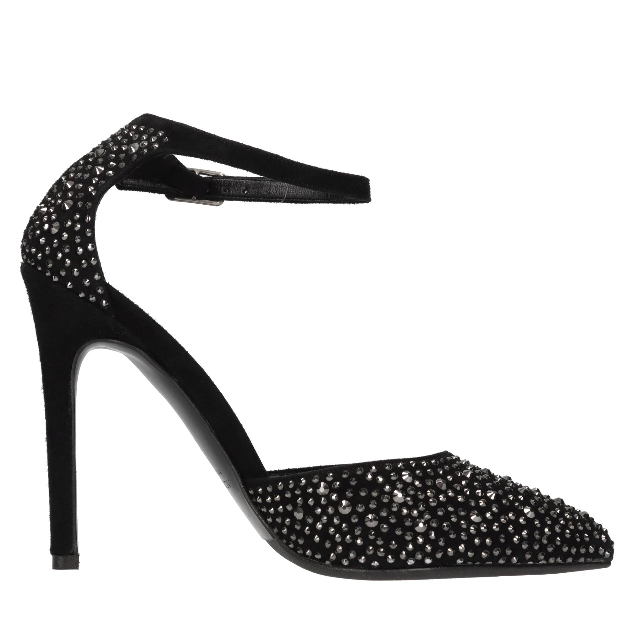 Décolleté  in camoscio e strass 