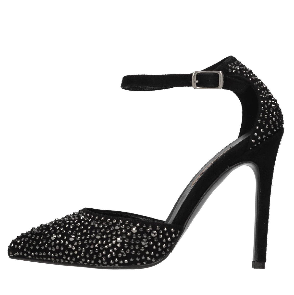 Décolleté  in camoscio e strass 