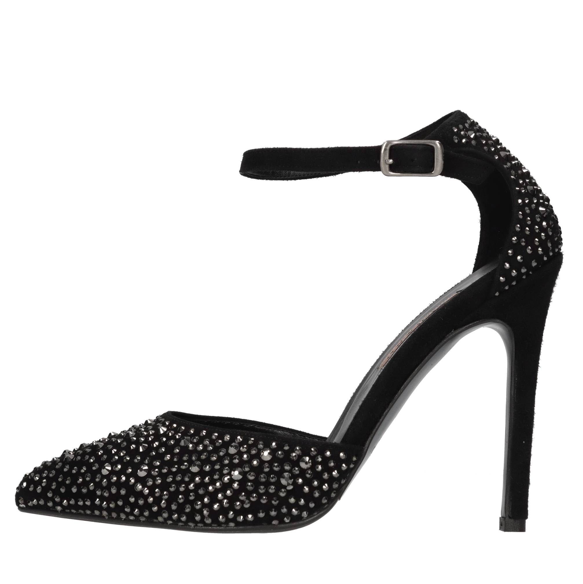 Décolleté  in camoscio e strass 