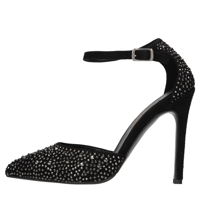 Décolleté  in camoscio e strass 