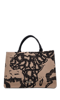 Borsa in pelle e cotone 