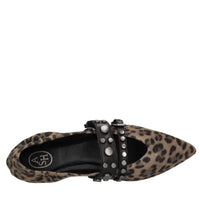 Ballerine in camoscio e pelle con borchie 