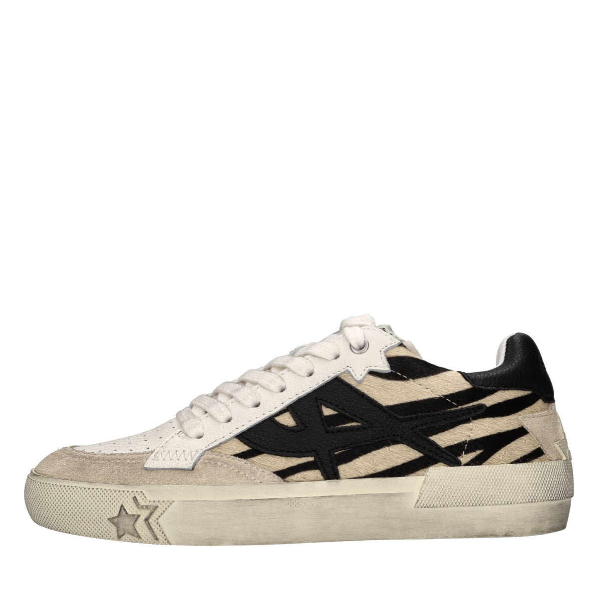 Sneakers in pelle, camoscio e cavallino 