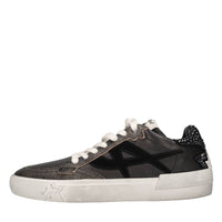 Sneakers in pelle e camoscio con strass 